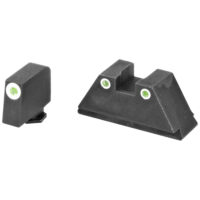AmeriGlo Tall Suppressor 3 Dot Iron Sights Glock Tritium Green W/ White Outline